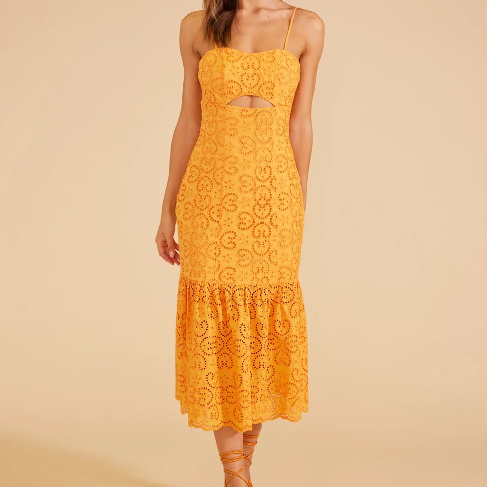 Mink Pink Huxton midi dress in orange